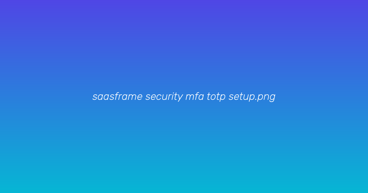 TOTP provider setup